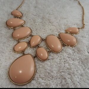 Pink and gold tone bead scoop necklace costume jewelery‎